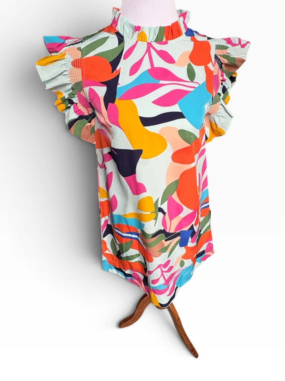 JODIFL Multicolor Ruffle Sleeve Printed Top